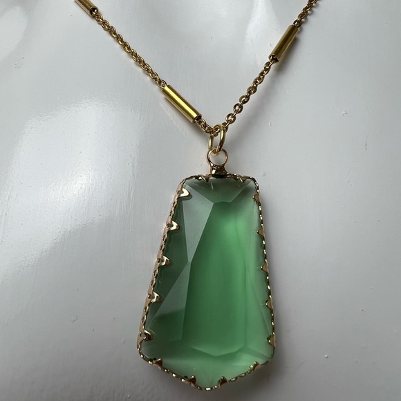 Bohemian Green Crystal Long Necklace - Stylish Large Crystal Necklace - Picture 8 of 14